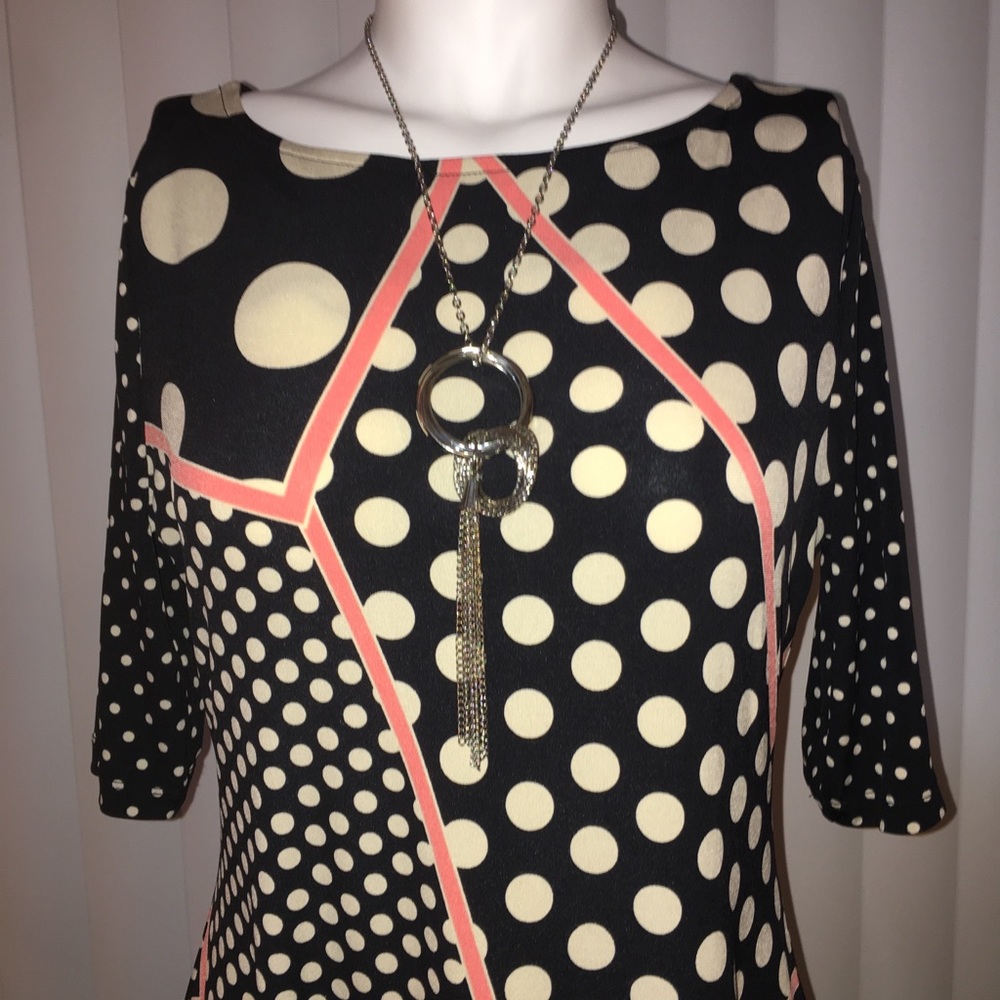 STYLE & CO. CUTE DOT DESIGN BLACK-CREAM & ORANGE - Picture 2 of 8